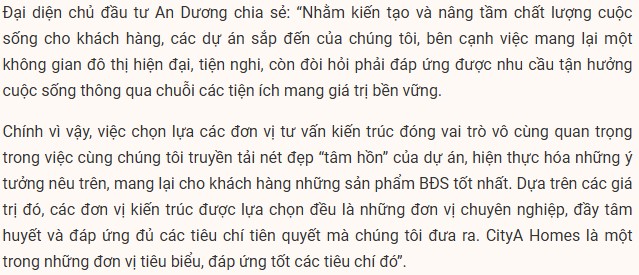 Nhận định từ báo chí khi nói về CityA Homes